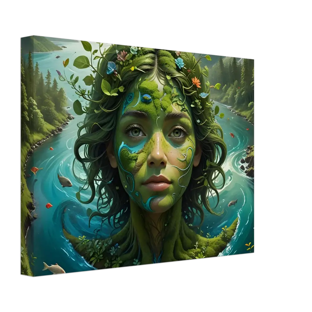 Nature goddess canvas art displayed on the Green Goddess Canvas – PixiOnyx Nature Dreamscape