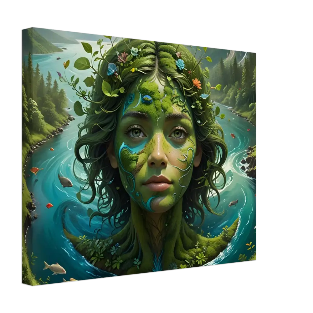 Nature goddess canvas art displayed on PixiOnyx Green Goddess Dreamscape product
