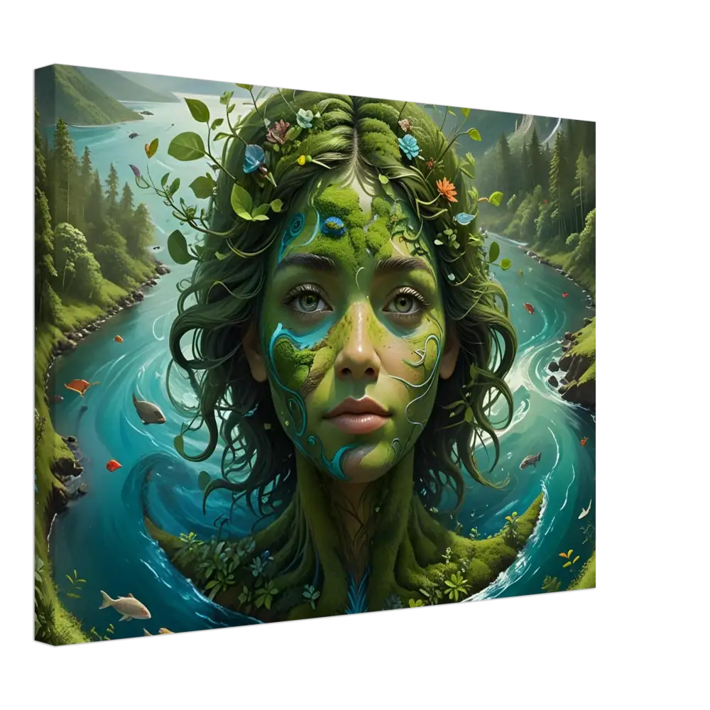 Nature goddess canvas art displayed on the Canvas Green Goddess PixiOnyx Nature Dreamscape