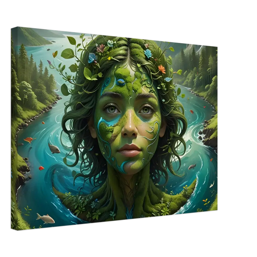 Nature goddess portrait on Green Goddess Canvas in PixiOnyx Nature Dreamscape artwork