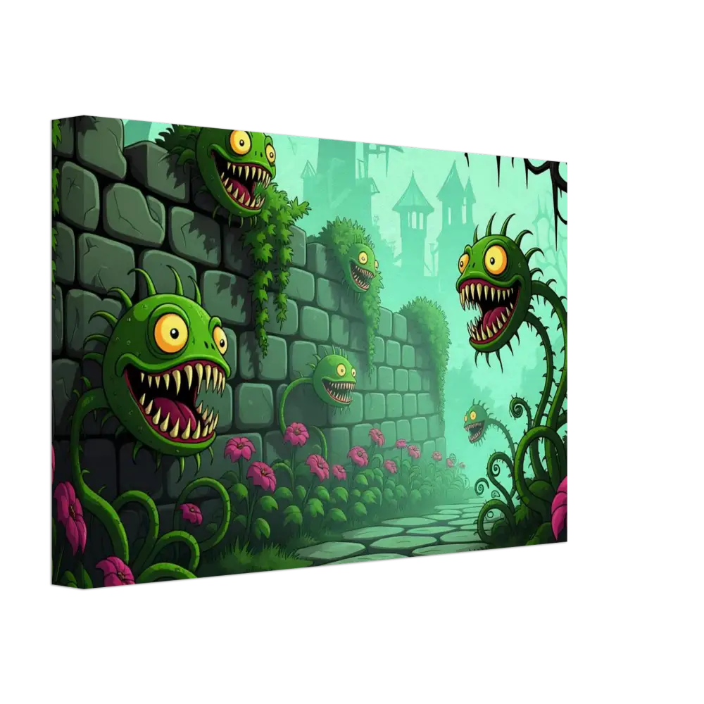 Cartoonish carnivorous plants from Canvas Grinvine Grove PixiOnyx Surreal Fantasy Nature