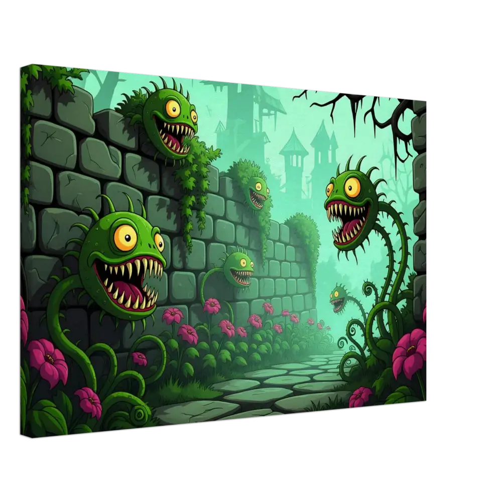 Cartoonish carnivorous plants from Canvas Grinvine Grove PixiOnyx Surreal Fantasy Nature