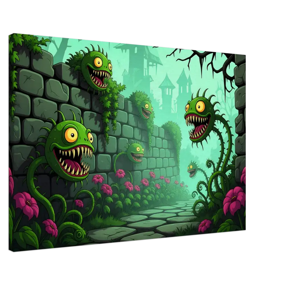 Cartoonish carnivorous plants from Canvas Grinvine Grove PixiOnyx Surreal Fantasy Nature
