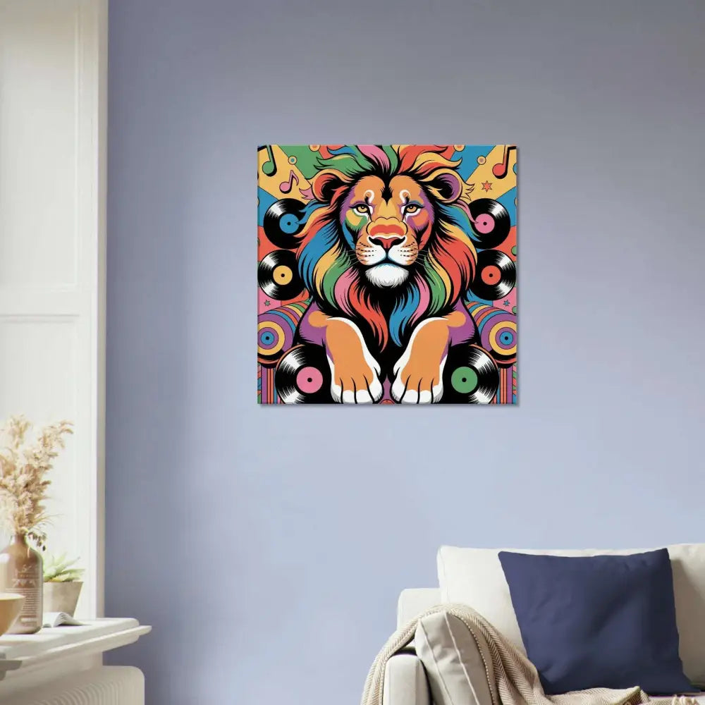Vibrant Canvas Groove King artwork with musical notes vinyl records PixiOnyx Rhythm Jungle walls groove