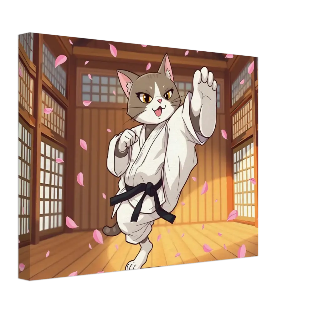 Cartoon cat in karate gi from Canvas Karate Cat Cherry Blossom Showdown by PixiOnyx