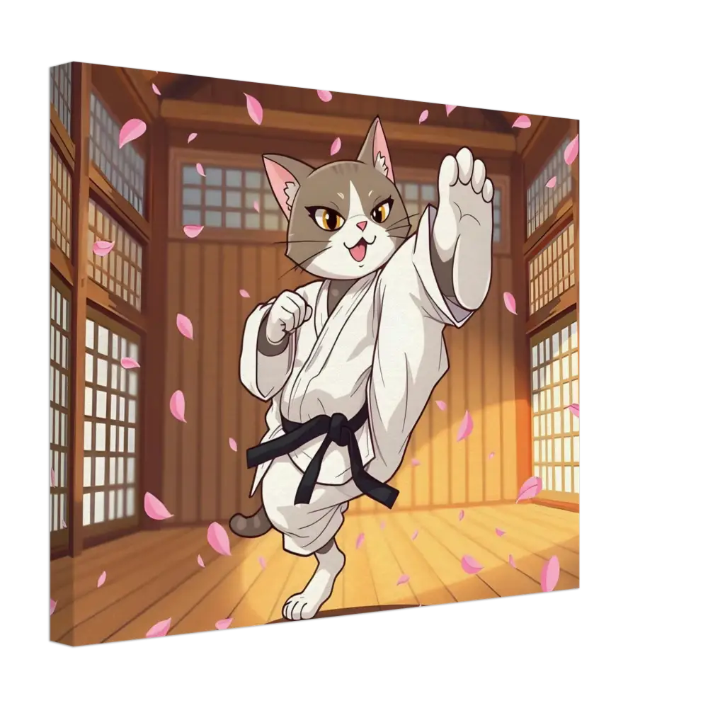 Cartoon cat in karate gi from Canvas Karate Cat Cherry Blossom Showdown by PixiOnyx