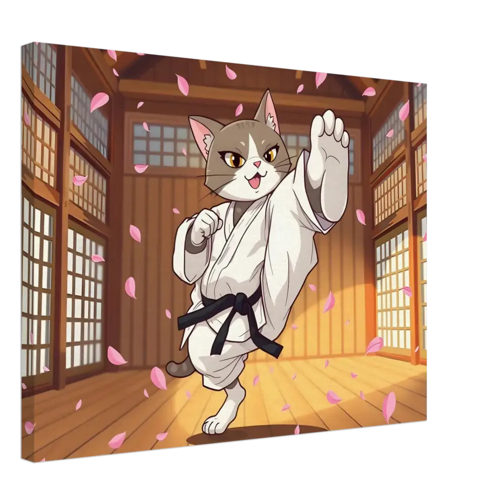 Cartoon cat in karate gi from Canvas Karate Cat Cherry Blossom Showdown by PixiOnyx