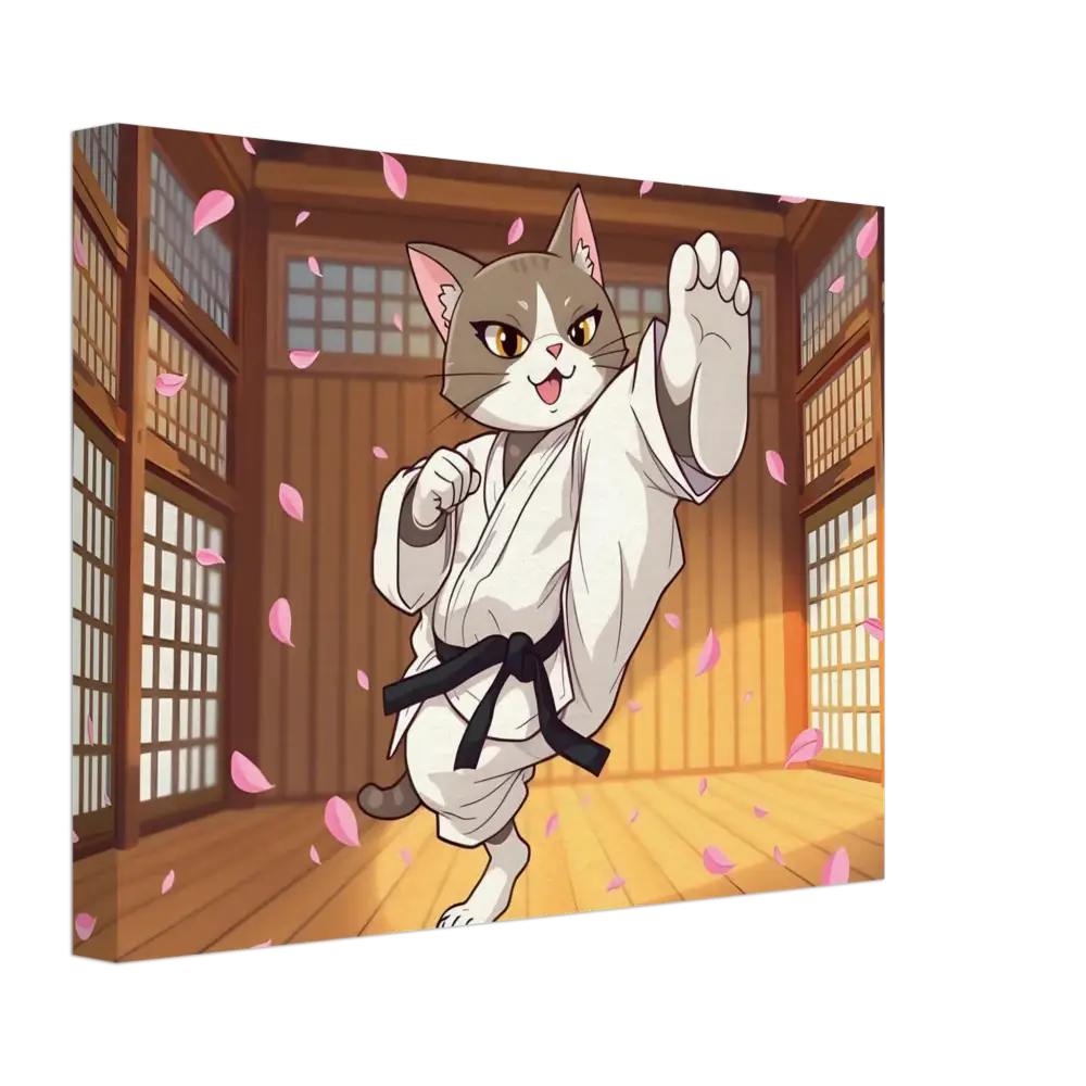 Cartoon Cat in Karate Gi from Canvas – Karate Cat Cherry Blossom Showdown PixiOnyx