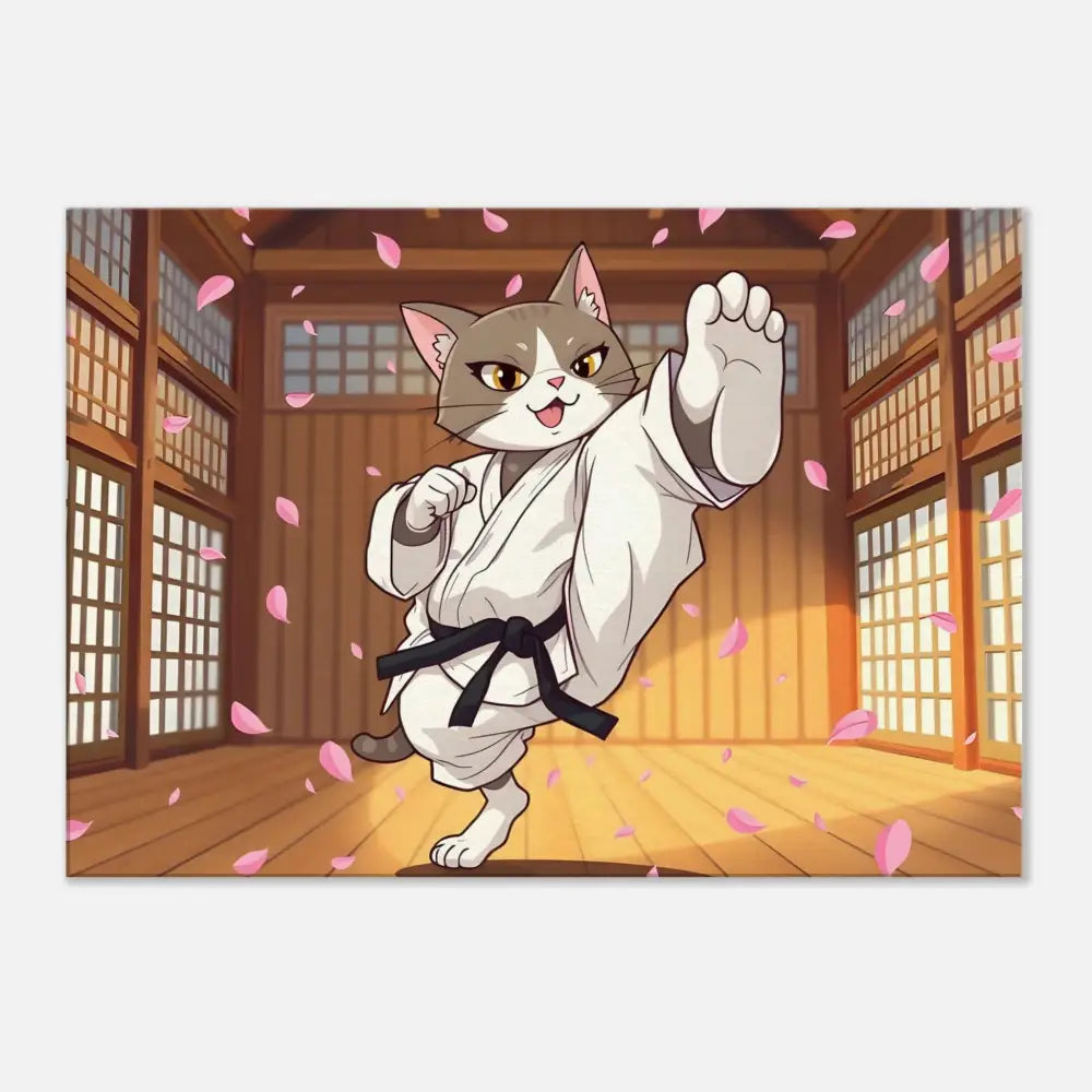 Cartoon cat in karate uniform for Canvas Karate Cat Cherry Blossom Showdown PixiOnyx