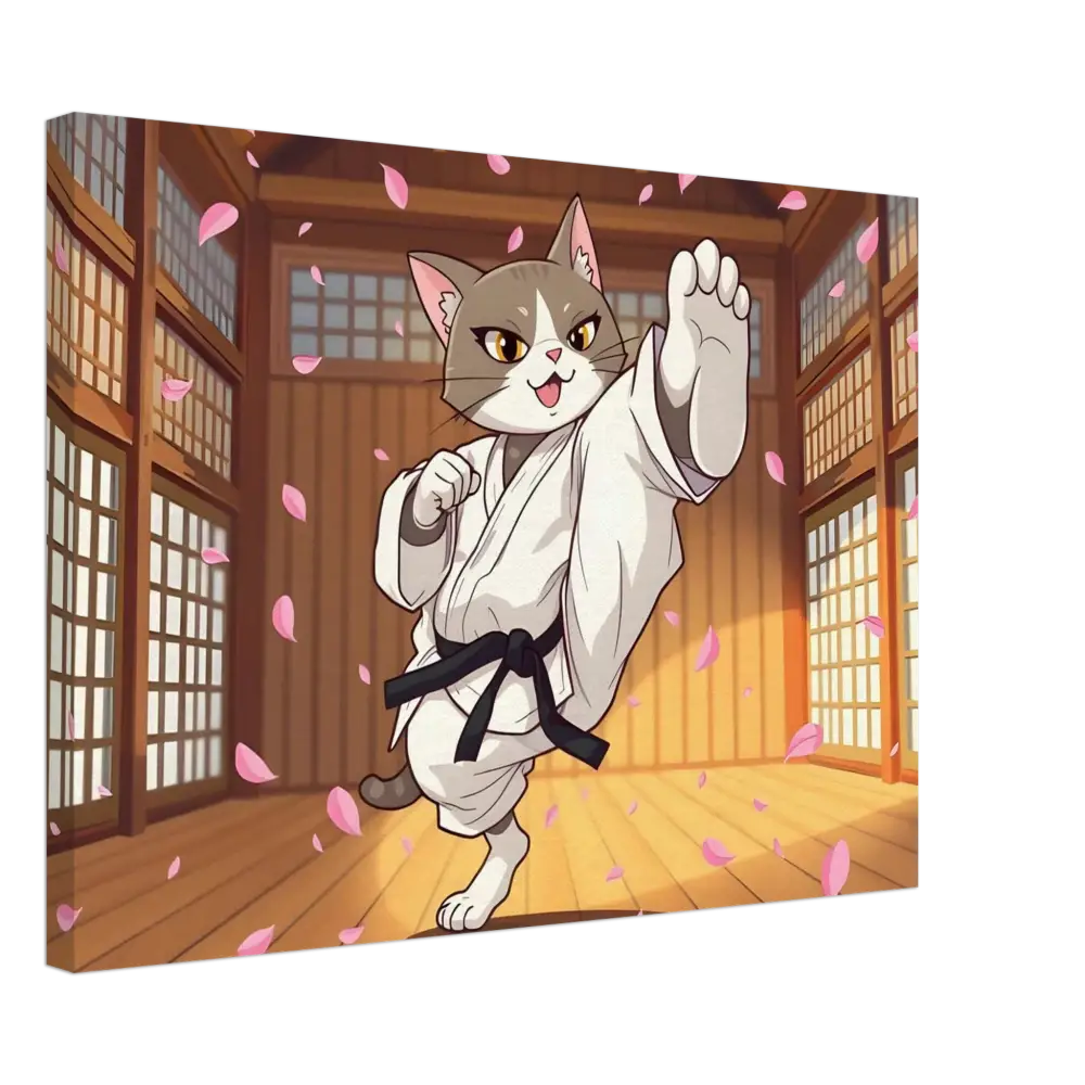 Cartoon cat in Karate Gi from Canvas Karate Cat Cherry Blossom Showdown PixiOnyx