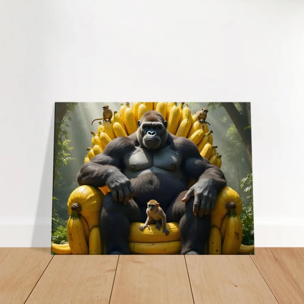 Gorilla sitting on a banana throne representing PixiOnyx King Kong’s Banana Throne product