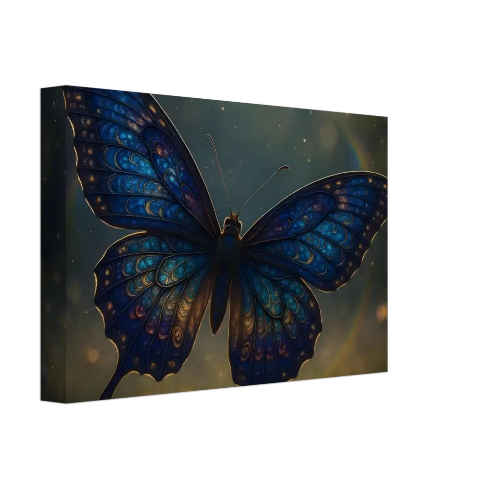 Blue butterfly canvas art from PixiOnyx Dreamform Luminara Ascend collection