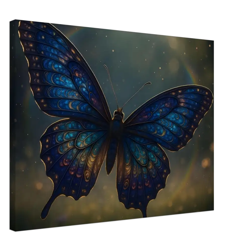 Intricate blue butterfly artwork on Canvas Luminara Ascend by PixiOnyx Dreamform