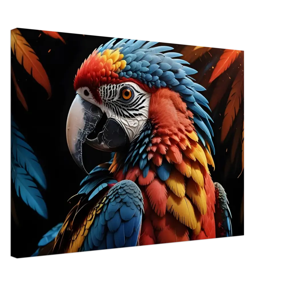 Colorful Macaw Portrait on Canvas in PixiOnyx Nature Majesty Display