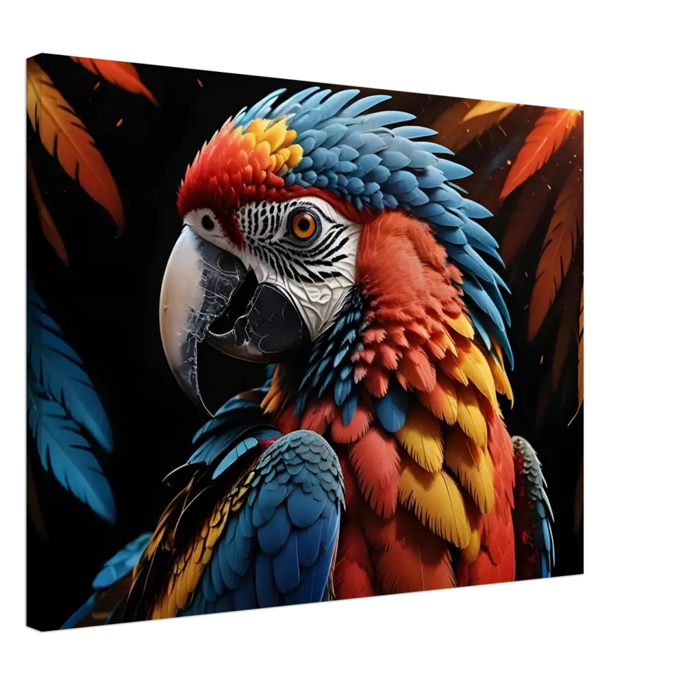 Colorful Macaw Parrot displayed on Canvas Macaw Ascendant PixiOnyx Nature Majesty