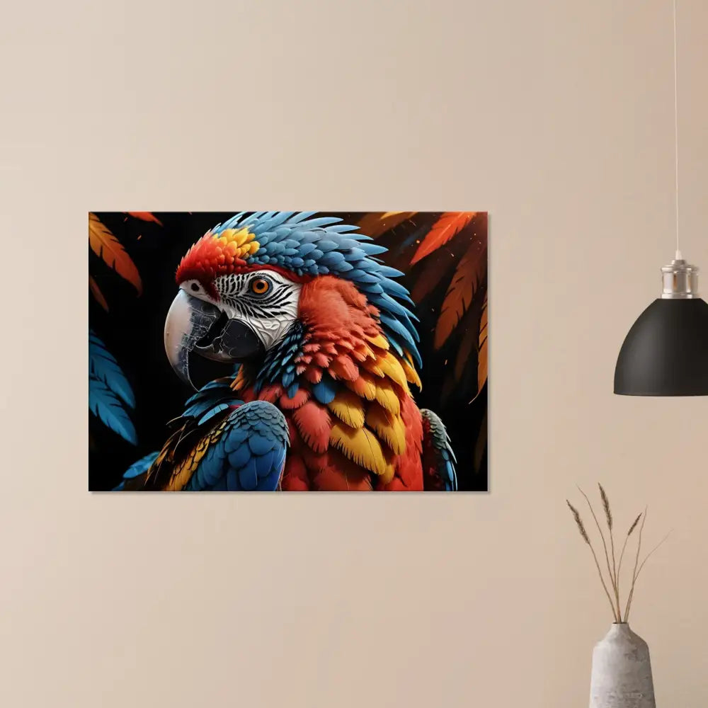 Colorful Parrot Artwork on Canvas in PixiOnyx Nature Majesty Display