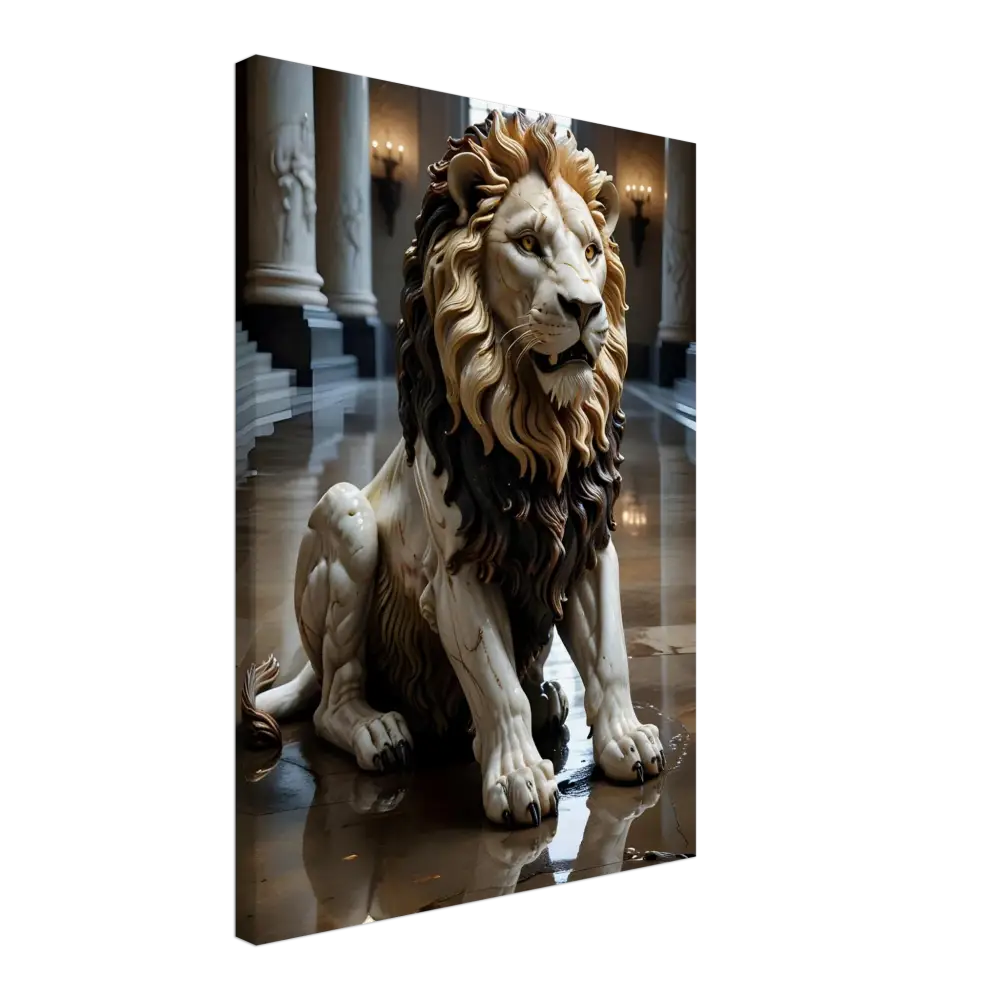 Ornate marble lion statue from PixiOnyx Regal Sculpture Series in Grand Hall Product