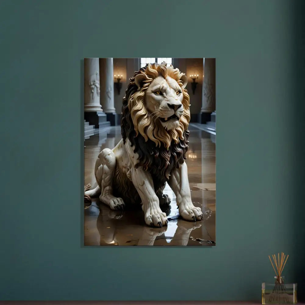 Marble Lion sculpture art print on canvas from PixiOnyx Regal Sculpture Series