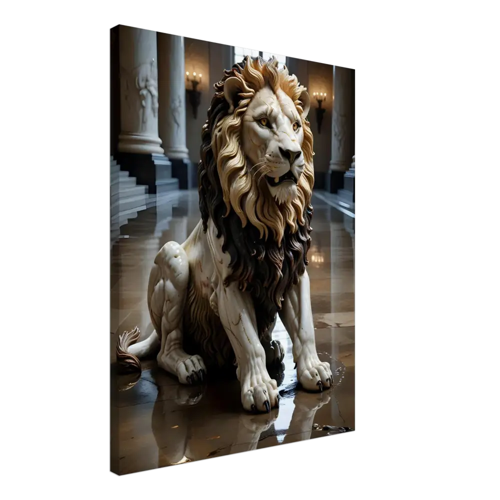 Ornate marble lion statue from Canvas – Marble Lion in Grand Hall PixiOnyx Regal Sculpture Series