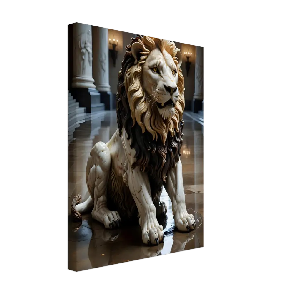 Marble Lion sculpture with two-toned mane from PixiOnyx Regal Sculpture Series