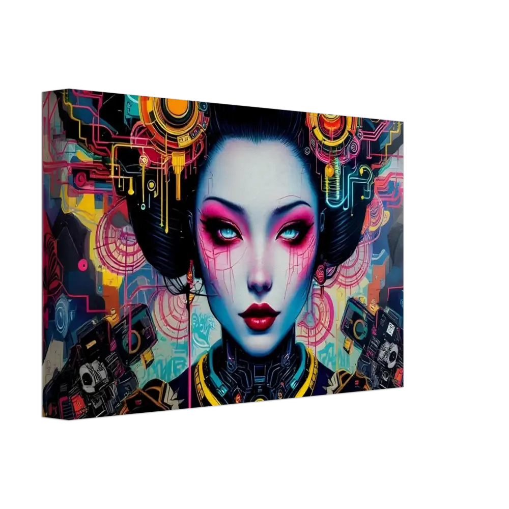 Cyberpunk geisha portrait on Canvas Mech Shrine Geisha by PixiOnyx Urban Circuit Icon