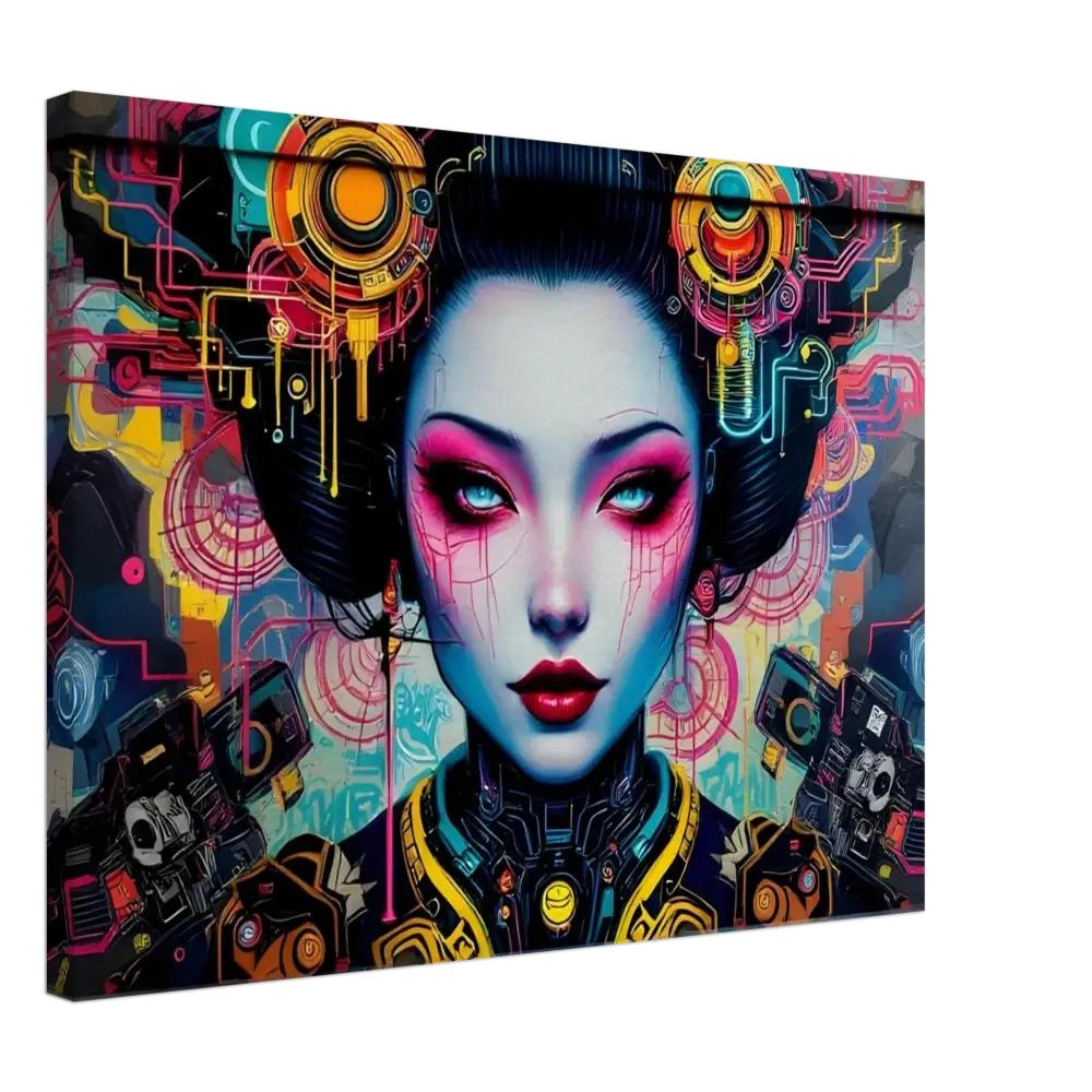 Cyberpunk Geisha art on Canvas Mech Shrine Geisha PixiOnyx Urban Circuit Icon