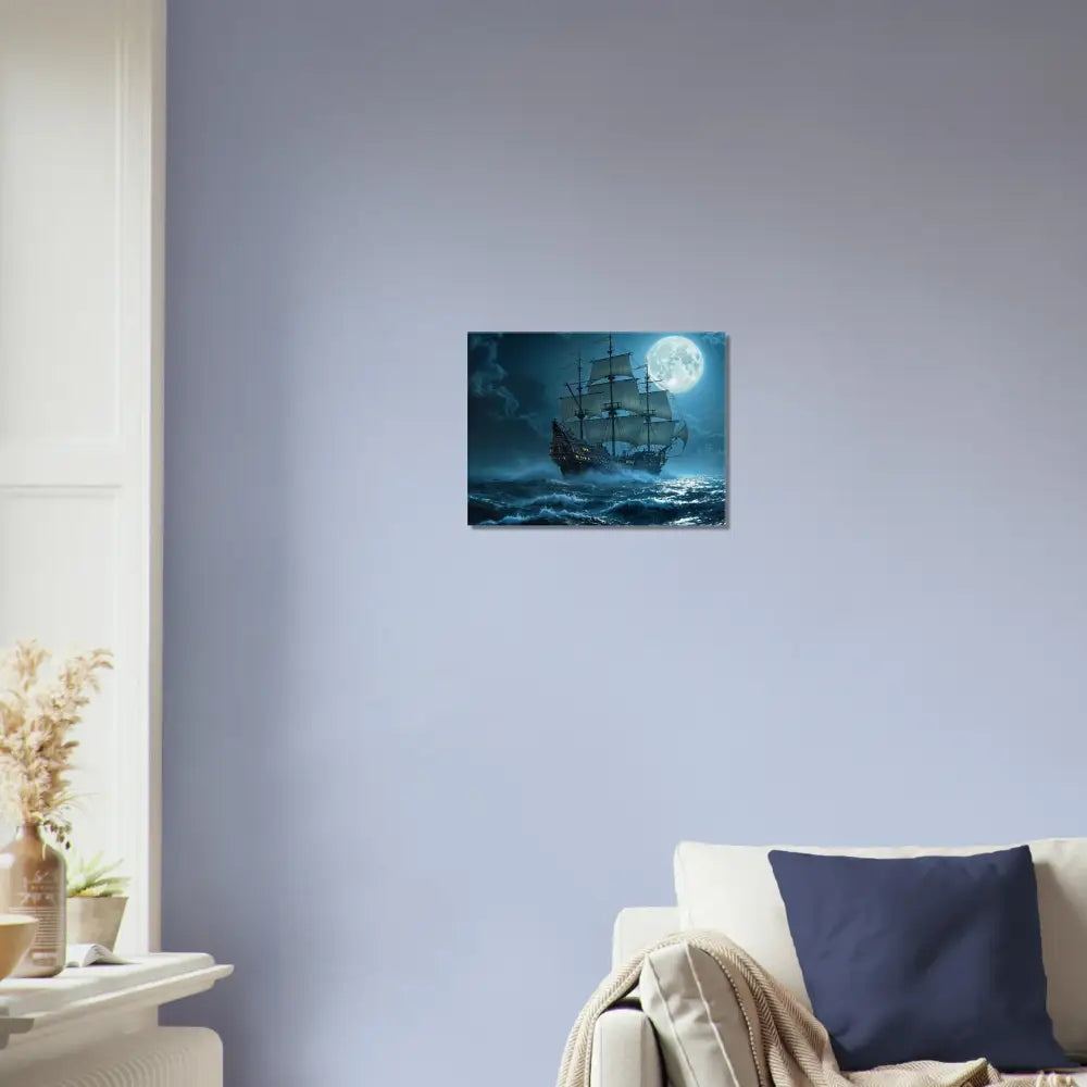 Framed ship painting from Canvas Moonlit Majesty PixiOnyx Cinematic Seascape product