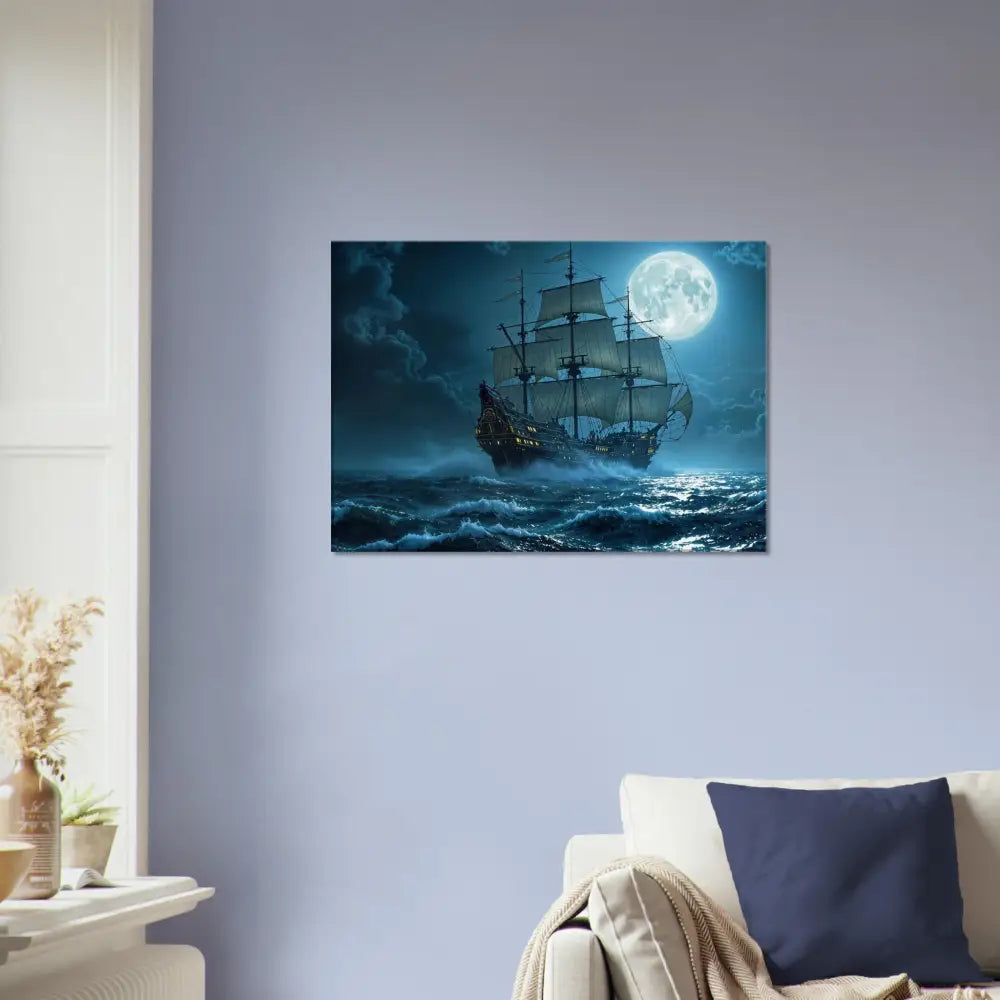 Nautical ship canvas art for Moonlit Majesty PixiOnyx Cinematic Seascape product