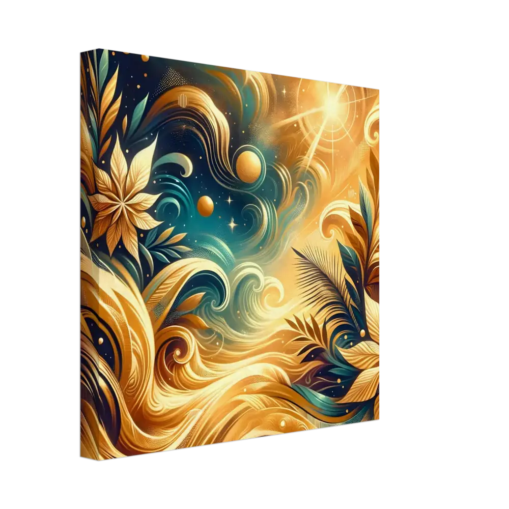 Abstract golden floral canvas from PixiOnyx Nebula Bloom Cascade series