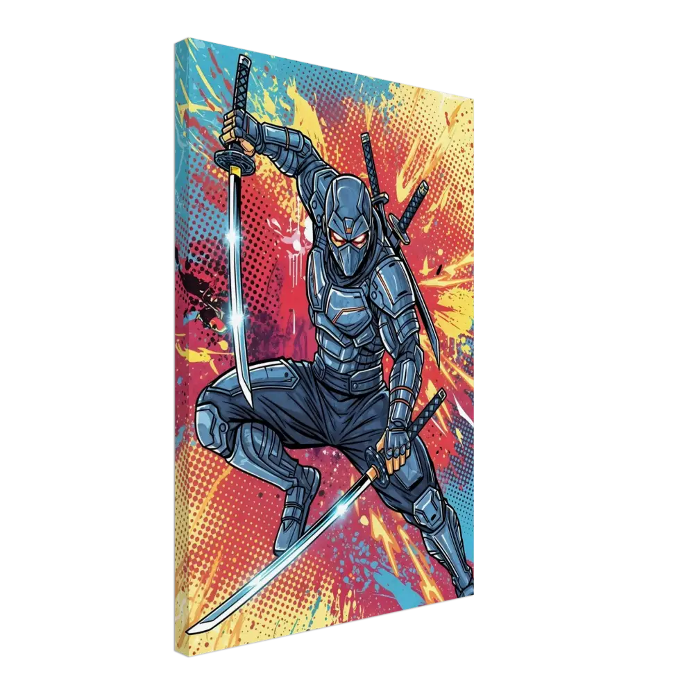 High-impact ninja print featuring ninja slashes on vibrant Canvas – Ninja Slice PixiOnyx Pop Samurai
