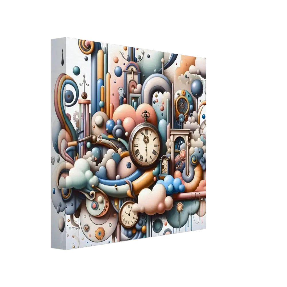 Whimsical clockwork fantasy art on Canvas Pastel Mechanica surreal textured art piece
