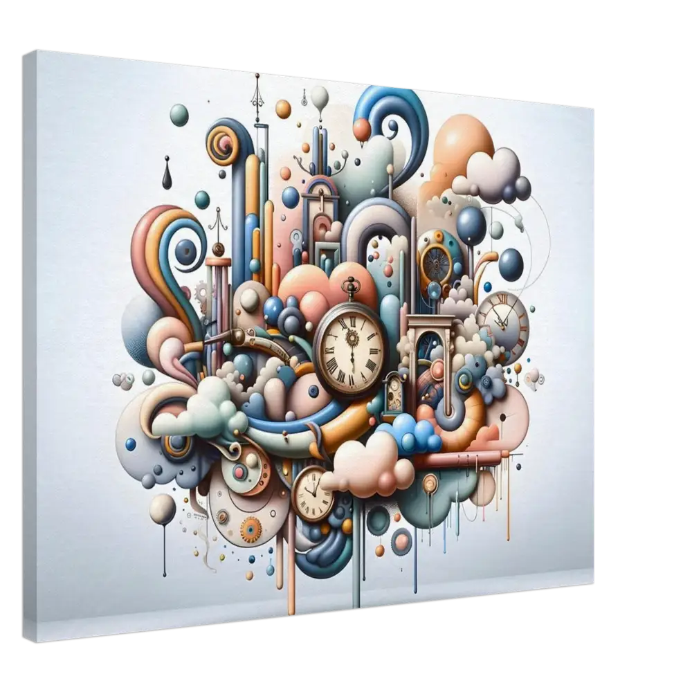 Whimsical clockwork fantasy art on Canvas Pastel Mechanica Dadaist Bloom PixiOnyx