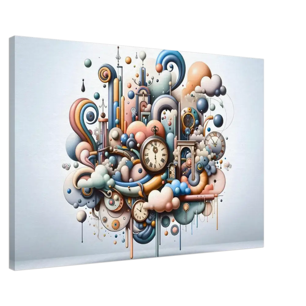 Whimsical clockwork fantasy art print on PixiOnyx Canvas Pastel Mechanica Surreal Dream