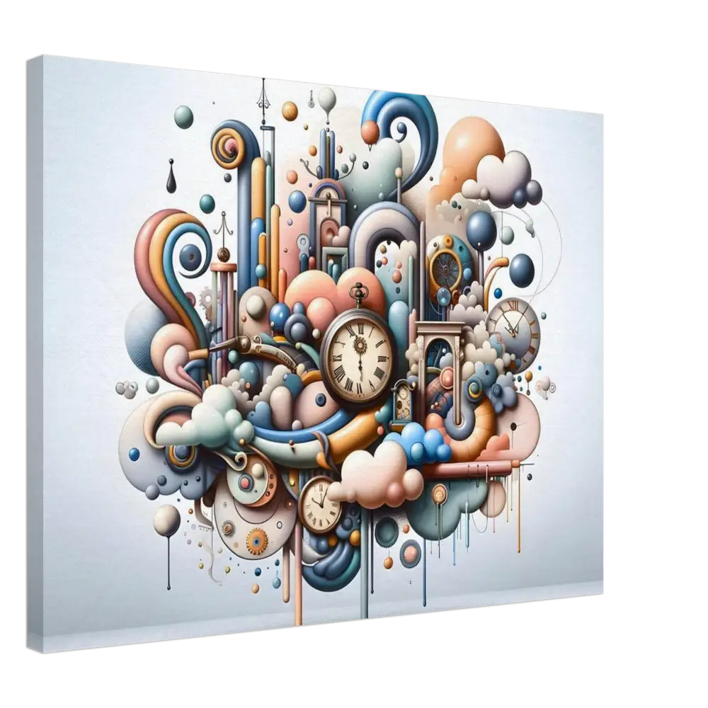 Colorful whimsical clockwork fantasy art on Canvas Pastel Mechanica surreal dream scene