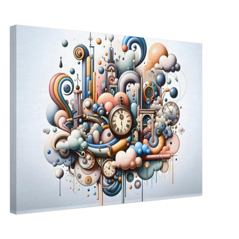 Whimsical clockwork fantasy art print on Canvas Pastel Mechanica Dadaist Bloom by PixiOnyx