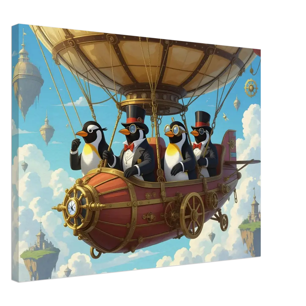 Steampunk penguin airship canvas for PixiOnyx Whimsical Skybound Classic product