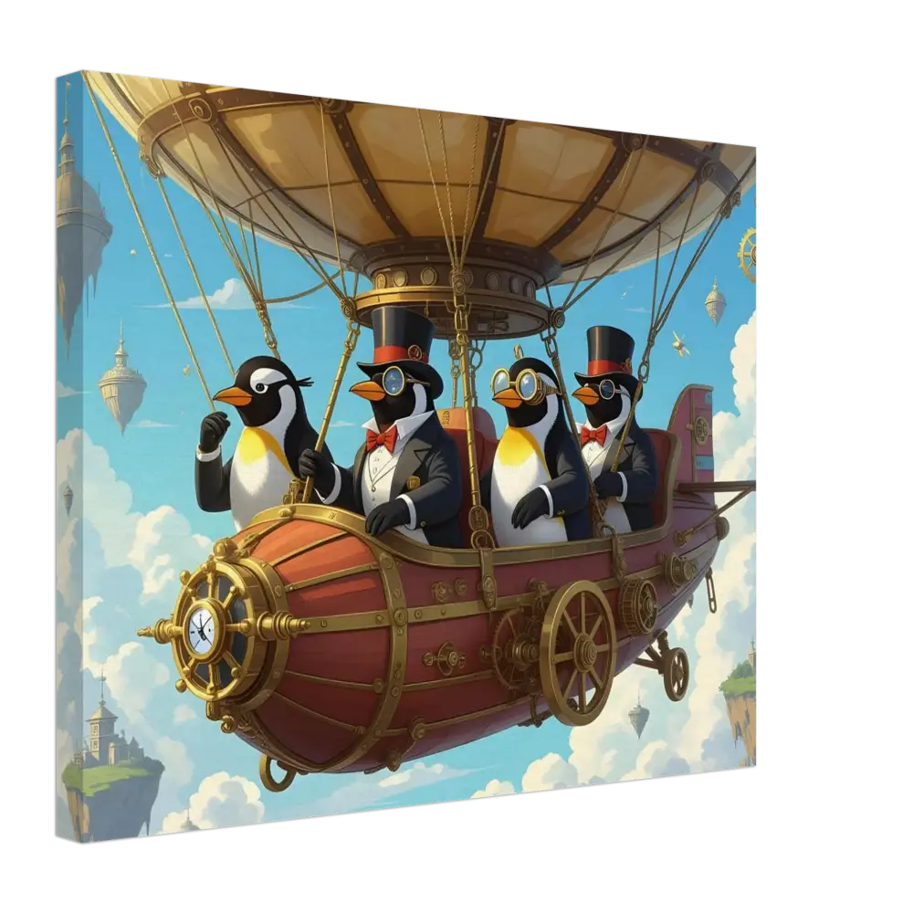 Steampunk penguin airship artwork for Canvas Penguin Zeppelin Society by PixiOnyx