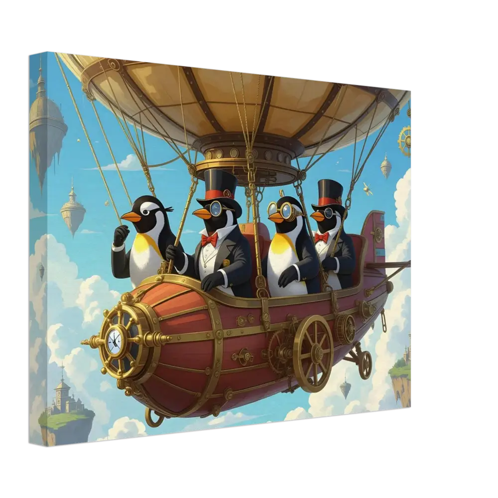 Steampunk Penguin Airship Canvas Artwork for PixiOnyx Skybound Classic Collection