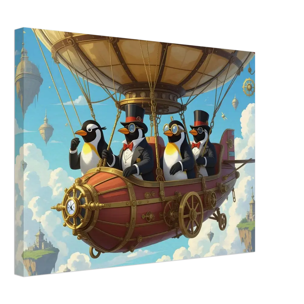 Steampunk penguin airship canvas for Penguin Zeppelin Society on PixiOnyx Whimsical Skybound Classic