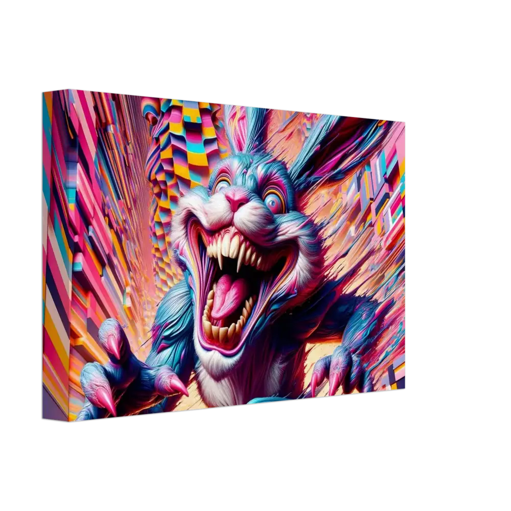 Psychedelic monstrous rabbit artwork on Canvas Pixel Panic Psycho Cottontail Quartet PixiOnyx