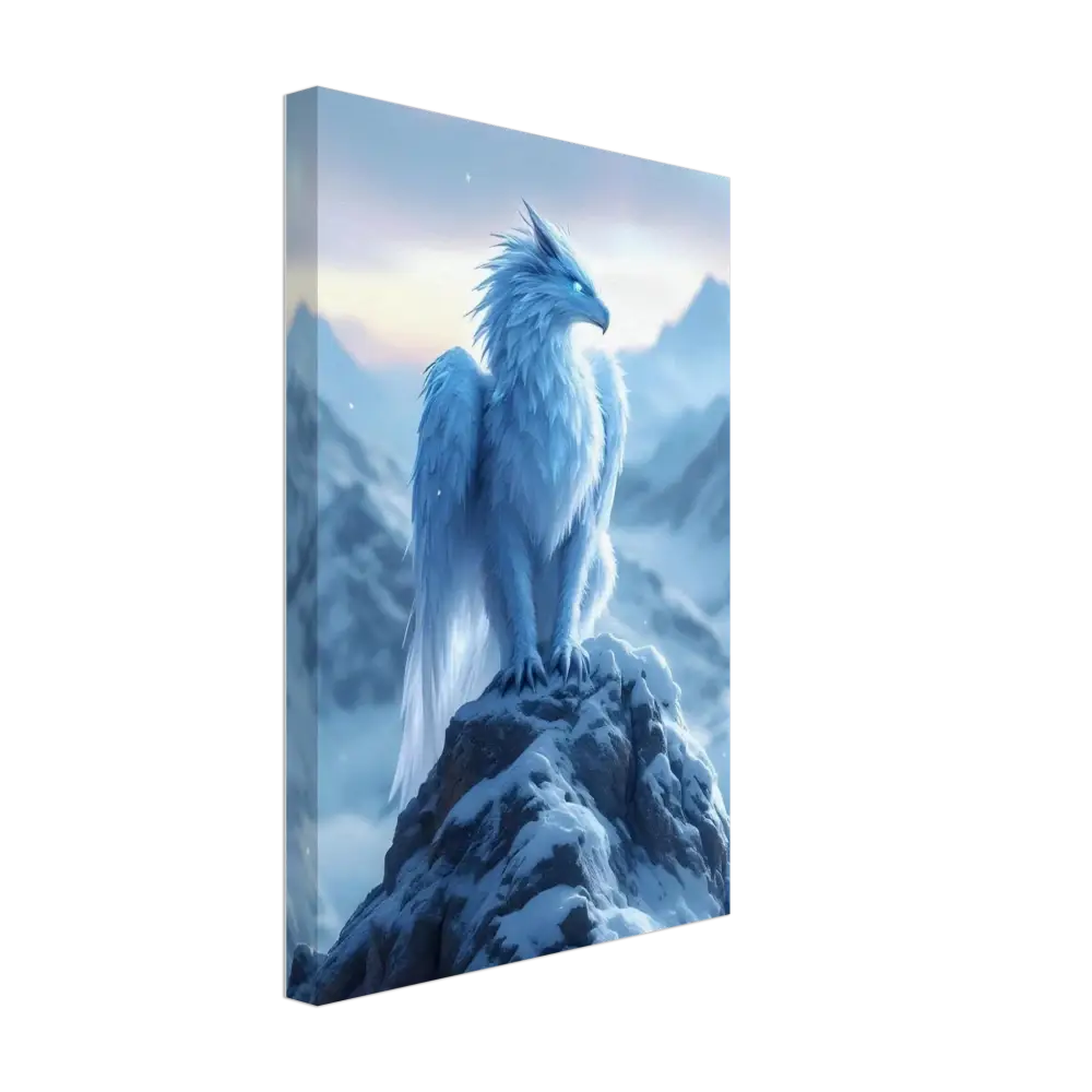 Fantasy creature canvas print featuring a Frostpeak Gryphon on PixiOnyx Fantasy Canvas