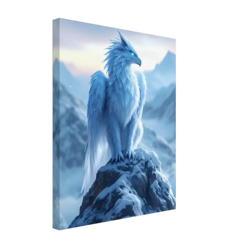 Canvas print of a white Griffon from Frostpeak Gryphon series on PixiOnyx Fantasy Canvas