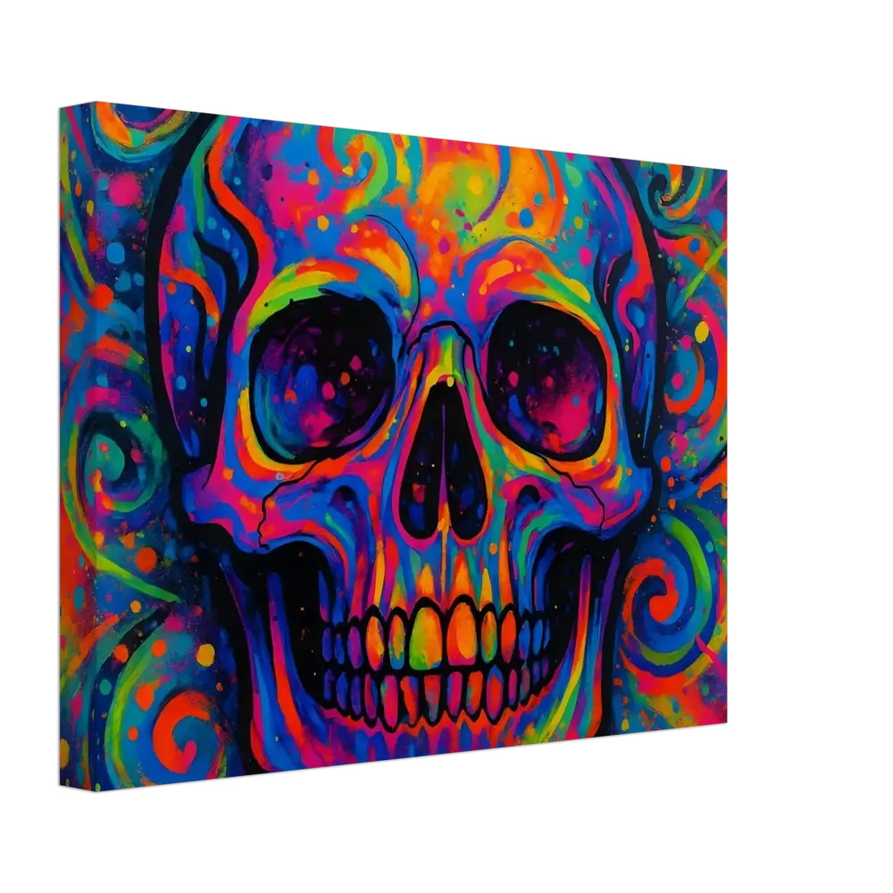 Colorful psychedelic skull art on Canvas – Psychedelic Skull Eruption by PixiOnyx Urban Canvas Dream