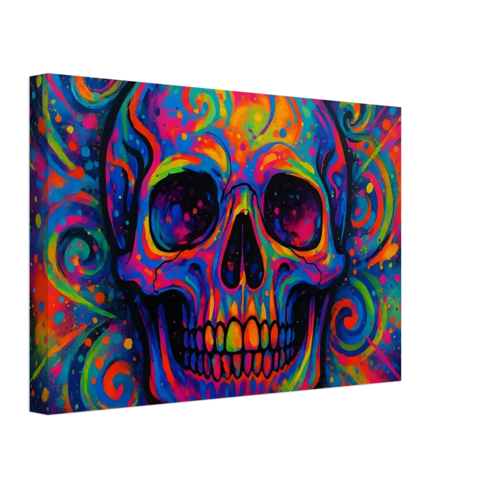 Colorful skull artwork on Canvas Psychedelic Skull Eruption PixiOnyx Urban Canvas Dream