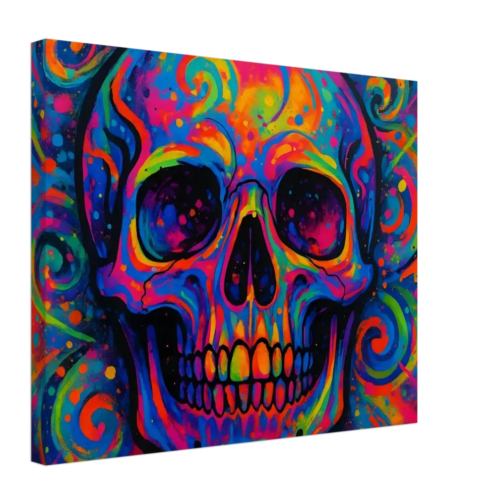 Colorful psychedelic skull art on Canvas Psychedelic Skull Eruption by PixiOnyx Urban Canvas Dream