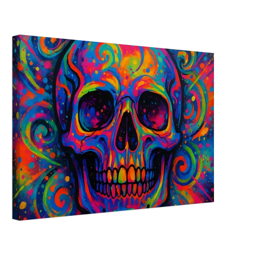 Colorful skull art on Canvas Psychedelic Skull Eruption by PixiOnyx Urban Canvas Dream