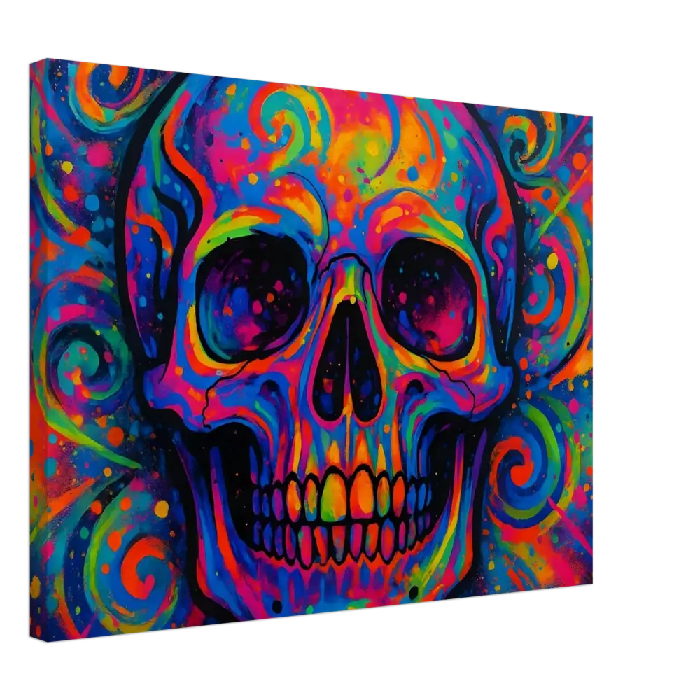 Colorful psychedelic skull artwork on Canvas – Psychedelic Skull Eruption by PixiOnyx Urban Canvas Dream