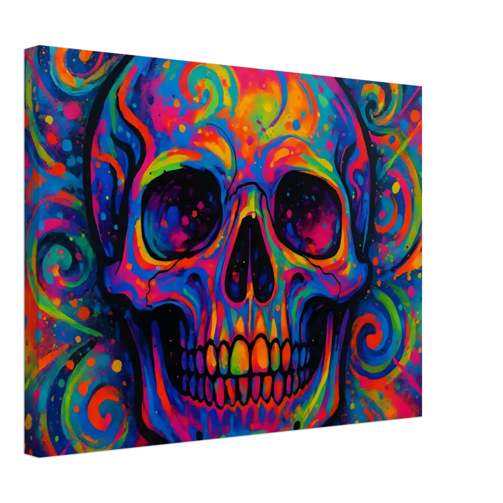 Colorful psychedelic skull art on Canvas – Psychedelic Skull Eruption by PixiOnyx Urban Canvas Dream