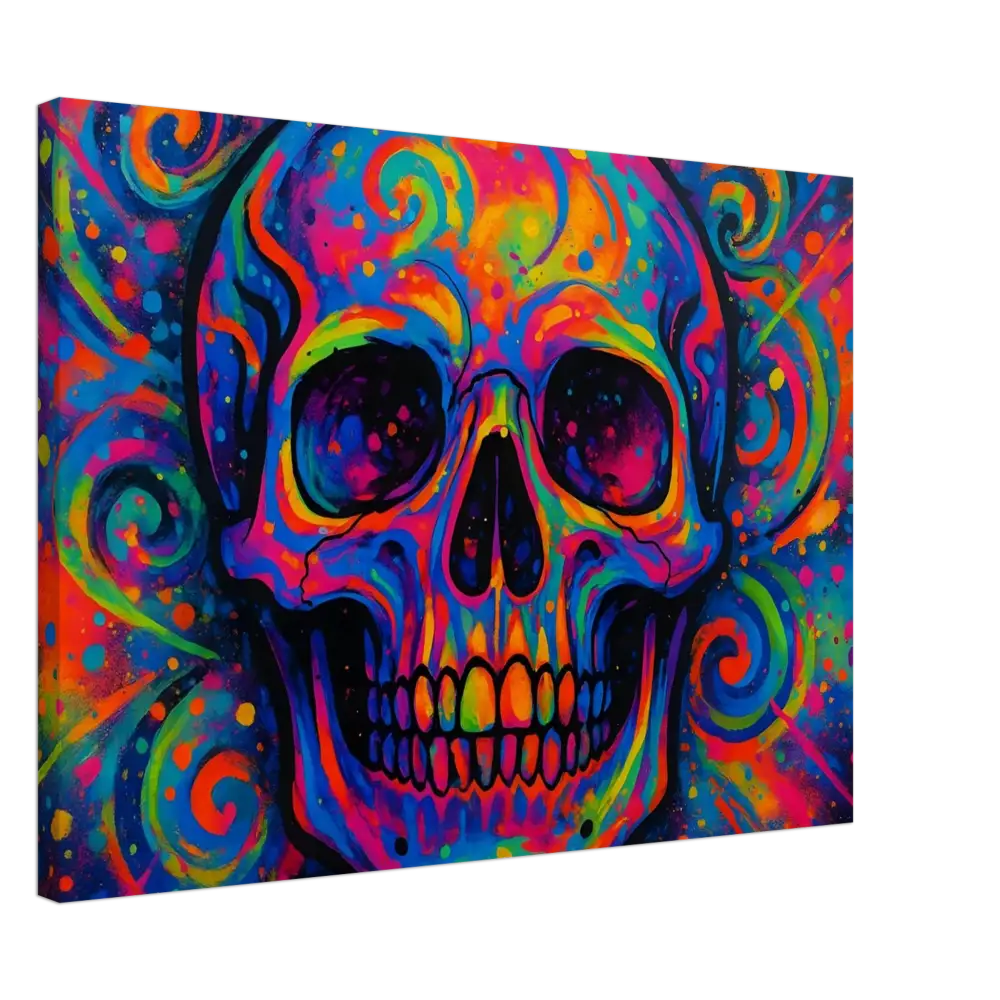 Colorful Skull Artwork on Canvas for Psychedelic Skull Eruption by PixiOnyx Urban Canvas Dream