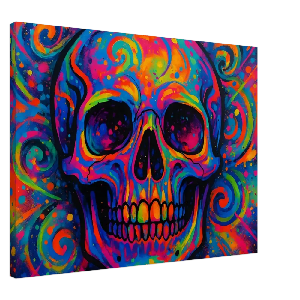 Colorful psychedelic skull art on Urban Canvas Dream product titled Canvas Psychedelic Skull Eruption